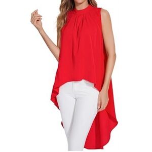 Shein red high low blouse